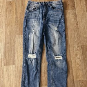 Elliott High Rise Distressed Skinny Risen Jeans - (Medium Wash)